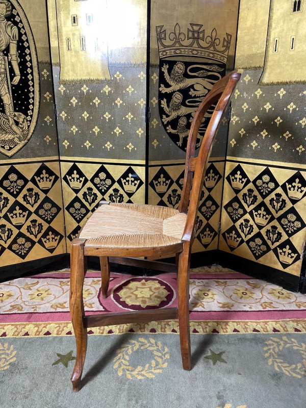 Suite De 8 Chaises Paillées Louis Philippe