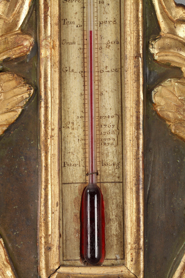 Louis XV period rocaille barometer-thermometer