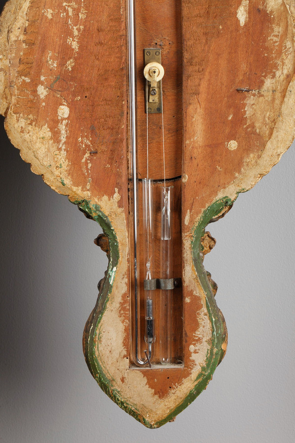 Louis XV period rocaille barometer-thermometer