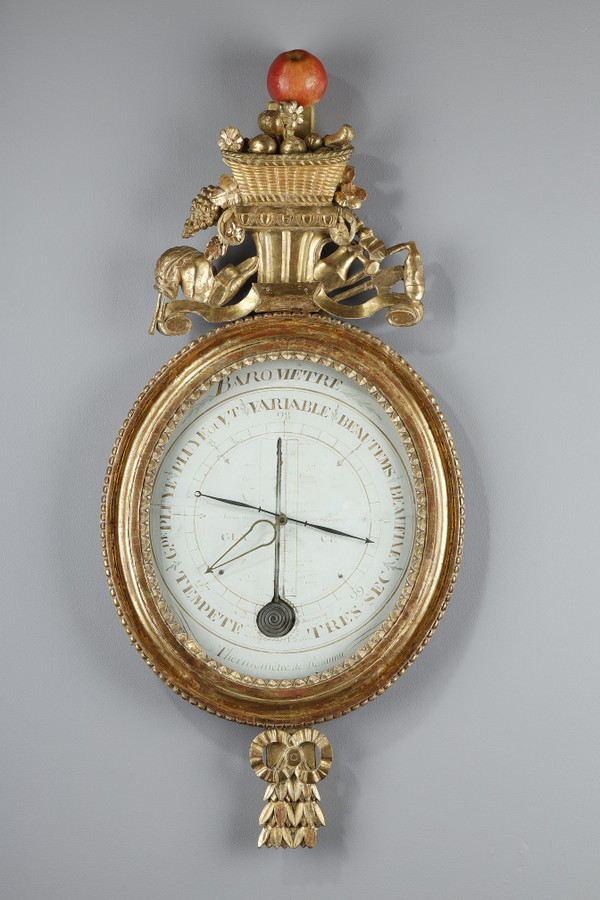 Réaumur Barometer-Thermometer aus vergoldetem Holz, Louis XVI-Zeit