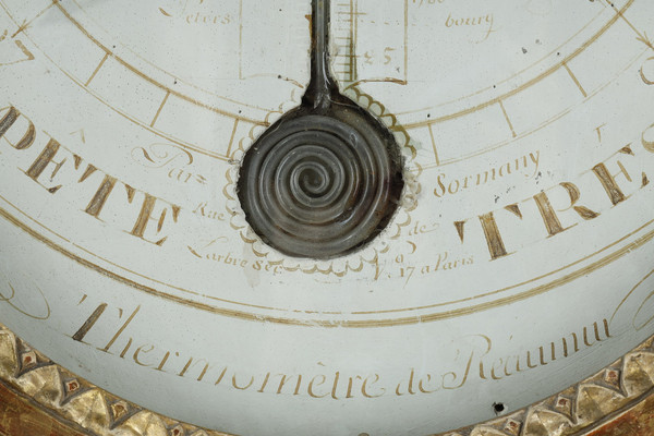 Réaumur Barometer-Thermometer aus vergoldetem Holz, Louis XVI-Zeit