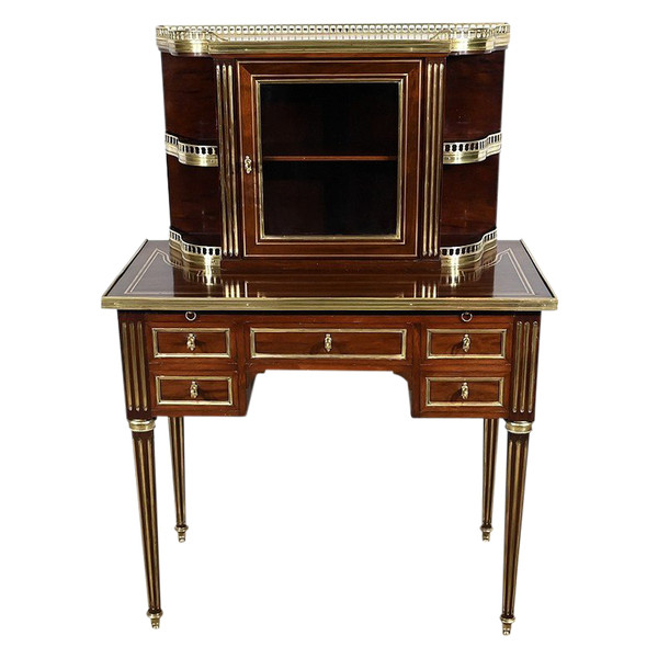 Small Mahogany Showcase Desk, Louis XVI style – Mid-19th century