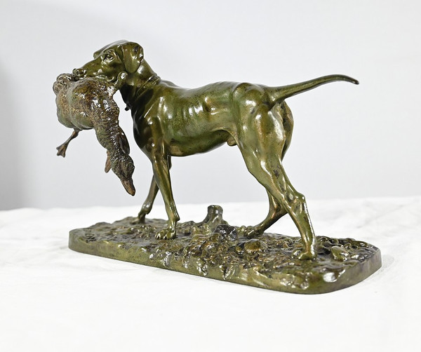 Bronze « Braque au Canard », signé P.J Mêne – Milieu XIXe