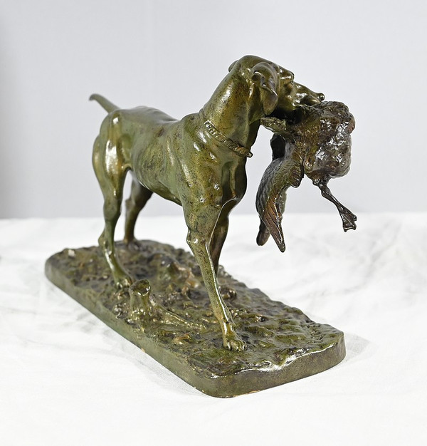 Bronze « Braque au Canard », signé P.J Mêne – Milieu XIXe