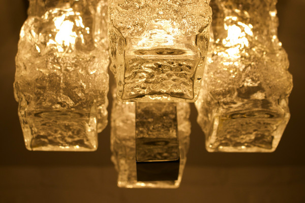 Brutalist “Ice glass” ceiling lamp.