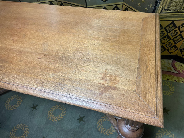 Louis XIII Style Oak Flat Desk - Renaissance