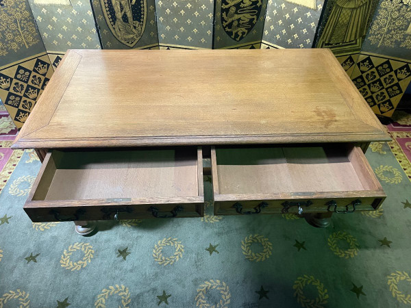 Louis XIII Style Oak Flat Desk - Renaissance