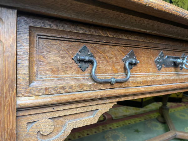 Louis XIII Style Oak Flat Desk - Renaissance