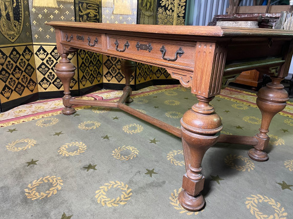 Louis XIII Style Oak Flat Desk - Renaissance