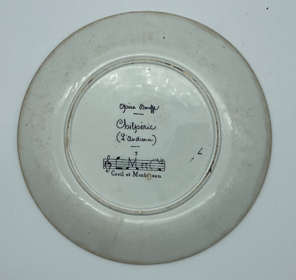 Pair of plates Creil Montereau music opera food