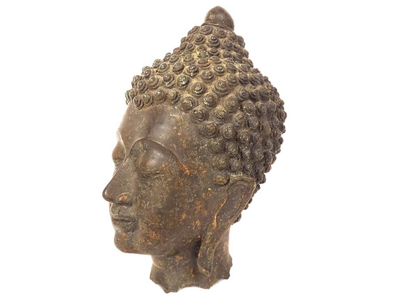 Scultura in bronzo Statua buddista Testa di Buddha Tailandia XVII XVIII