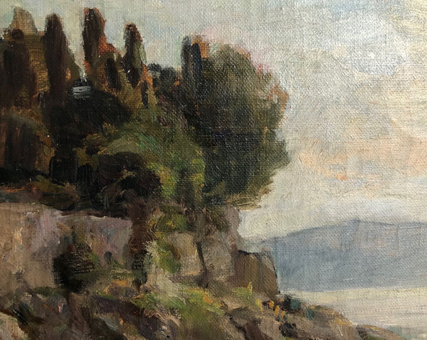 Oil on canvas “La Côte de Nervi” by the painter Max Usadel