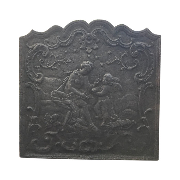 Beautiful large old cast iron fireback from the 18th century