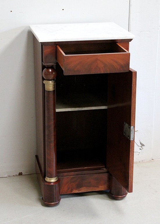 Cuban Mahogany veneer bedside table, Empire period - 1st part, 19th century