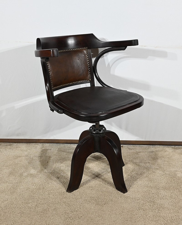 Swivel Office Armchair, in Stained Beech – 1940