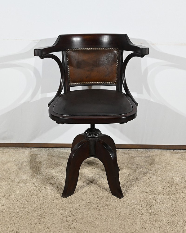 Swivel Office Armchair, in Stained Beech – 1940