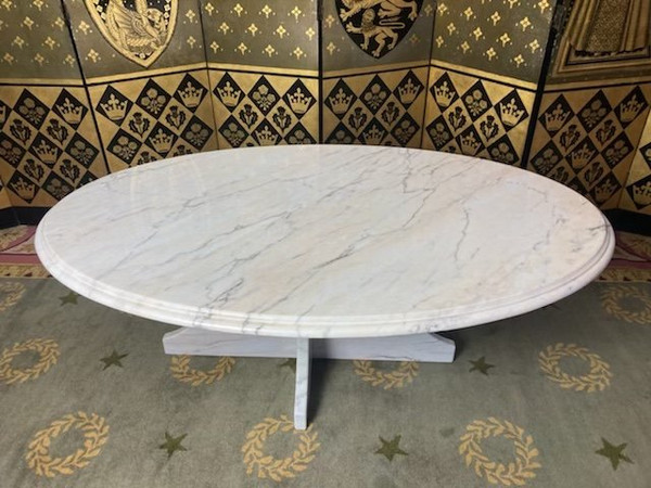 Carrara Marble Oval Coffee Table