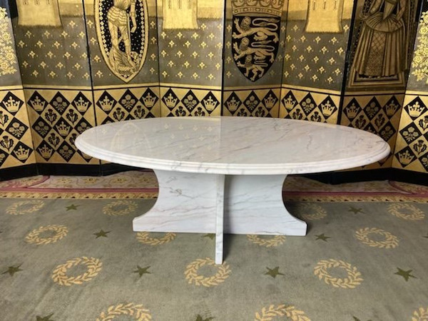 Carrara Marble Oval Coffee Table