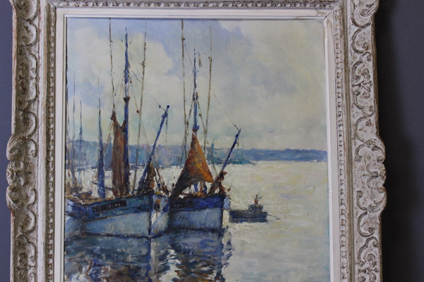 Oil On Canvas, Fishing Boat By Jean Darignan