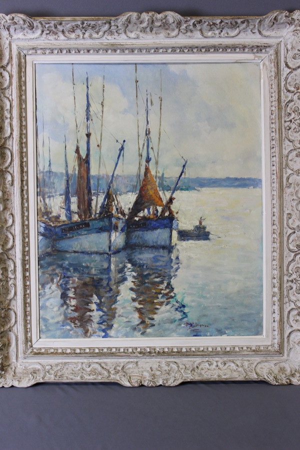 Oil On Canvas, Fishing Boat By Jean Darignan