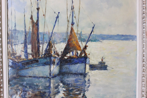 Oil On Canvas, Fishing Boat By Jean Darignan