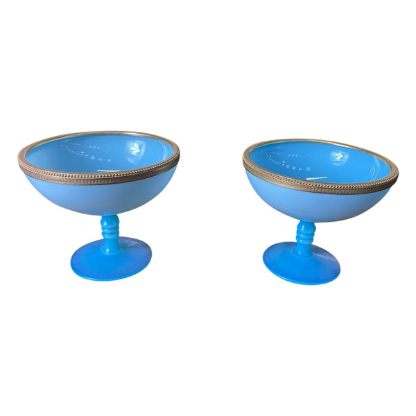 Pair Of Blue Opaline Cups