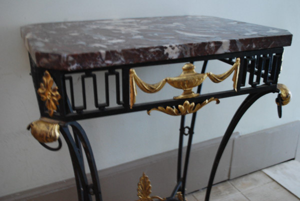 Louis XVI Style Wrought Iron Console or Middle Table