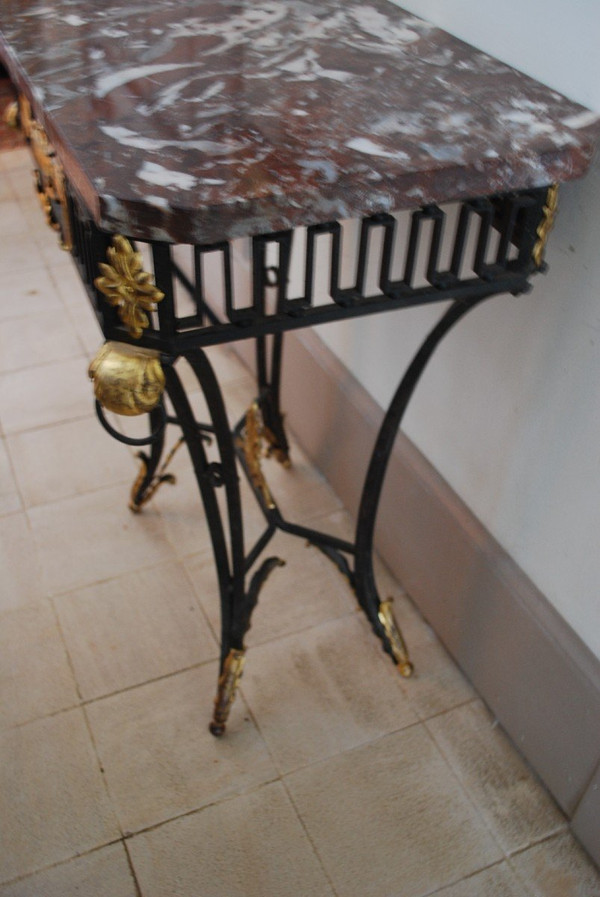 Louis XVI Style Wrought Iron Console or Middle Table