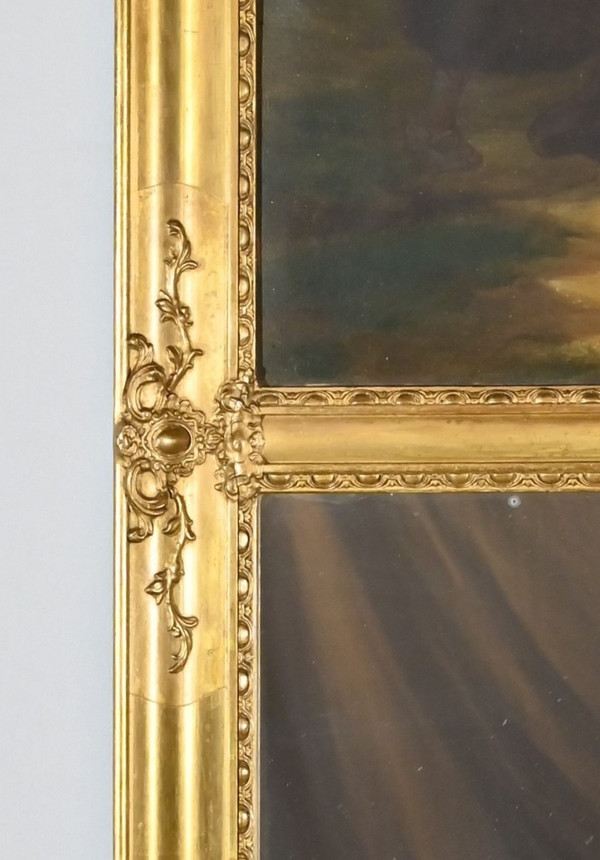 Gilded Wood Trumeau Mirror, Restoration period - Early 19th century