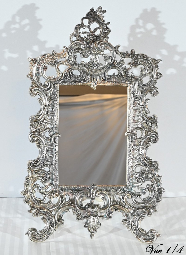 Small Silvered Bronze Table Mirror, Rocaille style - Late 19th century