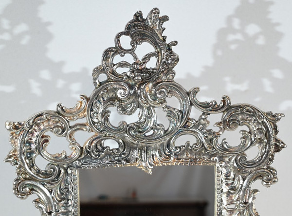 Small Silvered Bronze Table Mirror, Rocaille style - Late 19th century