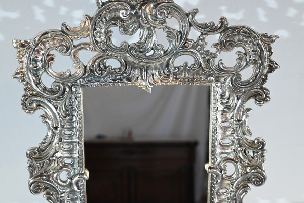 Small Silvered Bronze Table Mirror, Rocaille style - Late 19th century