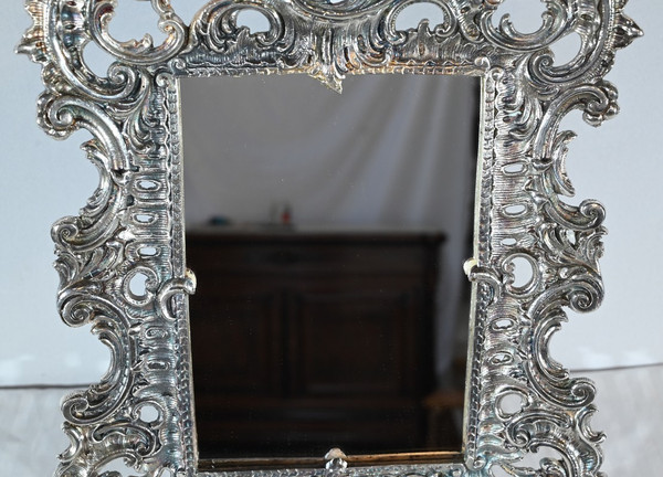 Small Silvered Bronze Table Mirror, Rocaille style - Late 19th century