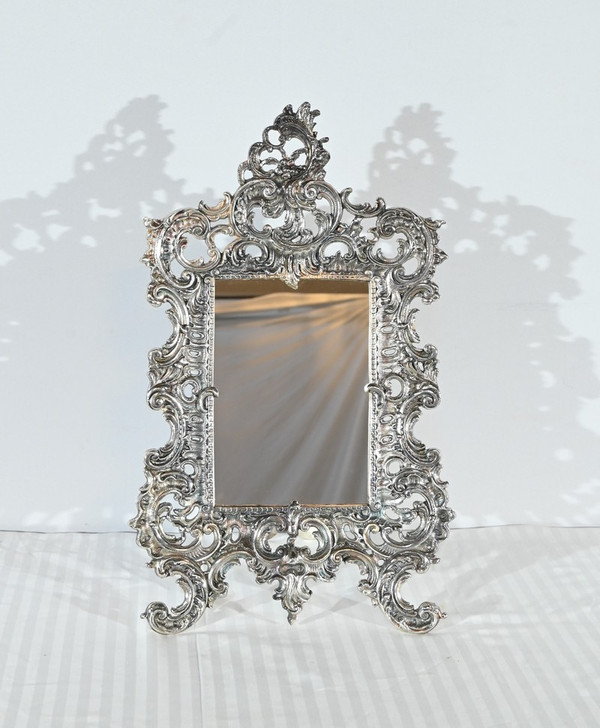 Small Silvered Bronze Table Mirror, Rocaille style - Late 19th century