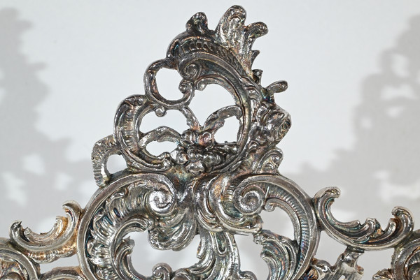 Small Silvered Bronze Table Mirror, Rocaille style - Late 19th century