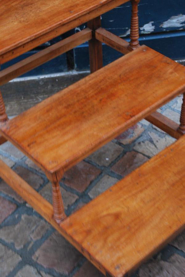 Library Step Stool In Natural Wood, 19th Century