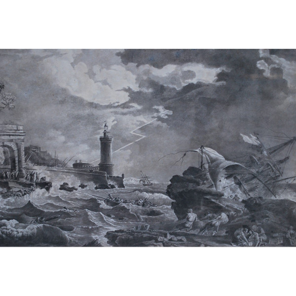 Drawing , Joseph Vernet: Storm and shipwreck