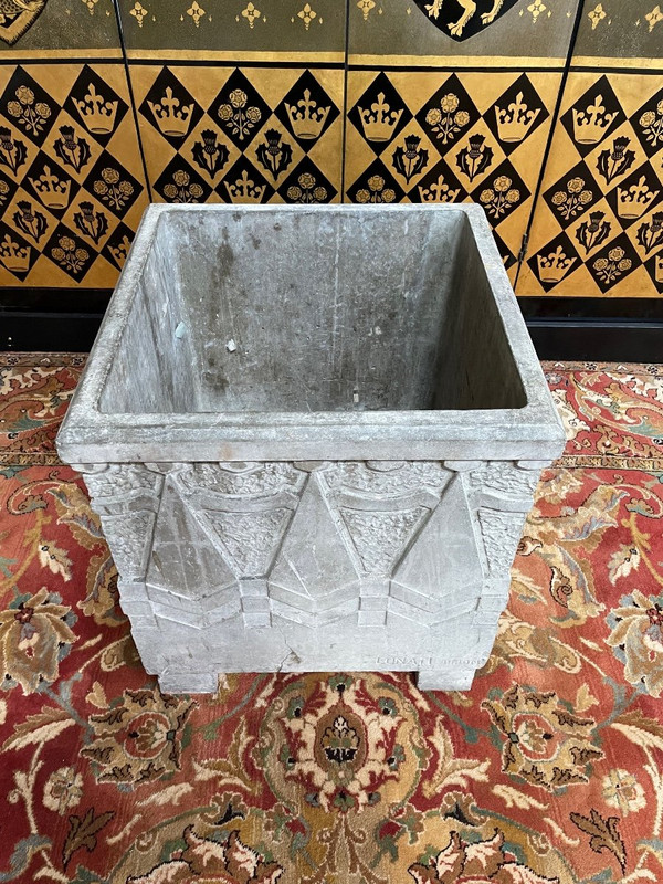 Large Art Deco Cement Pot Cover