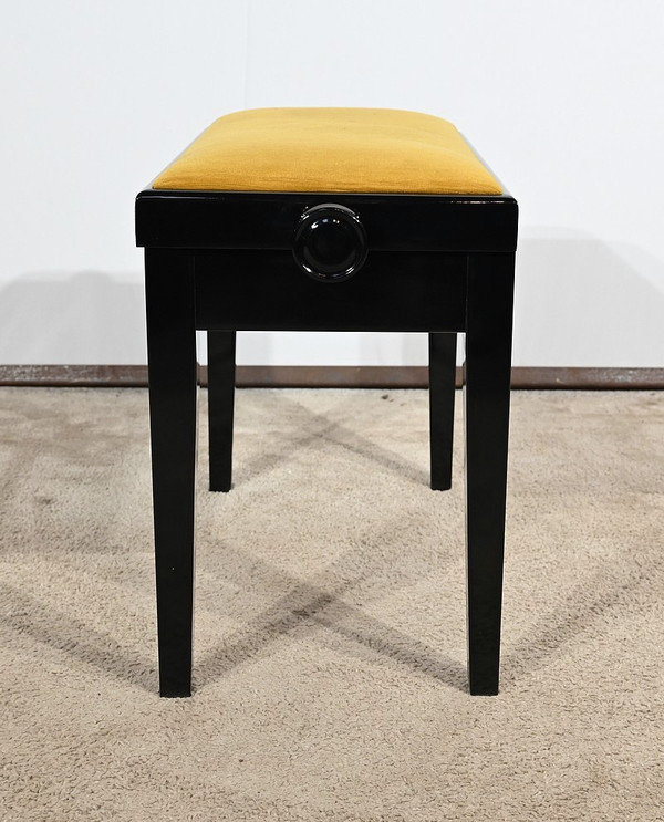 Banquette de Piano Réglable, en Bois laqué Noir – 1970