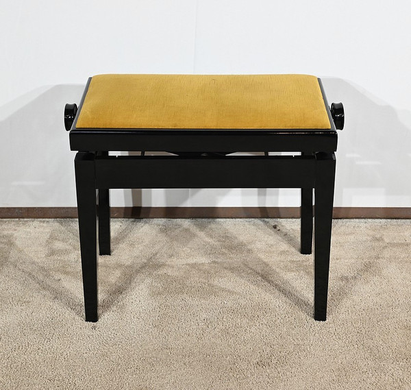 Banquette de Piano Réglable, en Bois laqué Noir – 1970