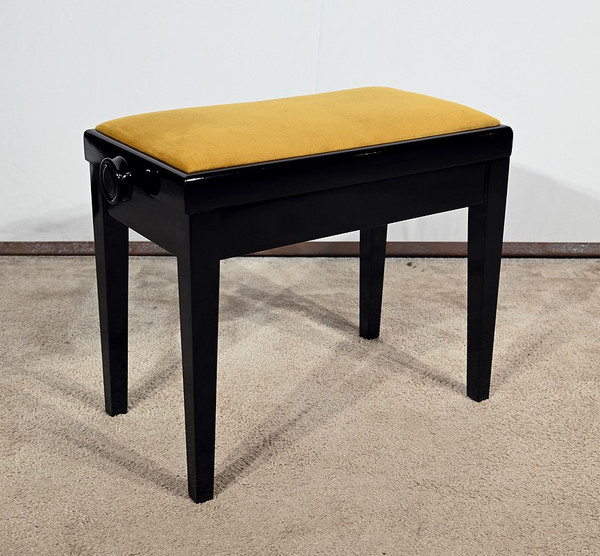 Banquette de Piano Réglable, en Bois laqué Noir – 1970