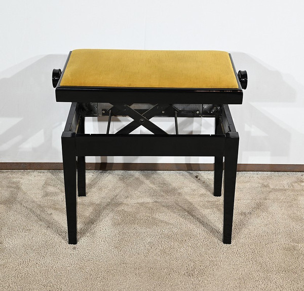 Banquette de Piano Réglable, en Bois laqué Noir – 1970