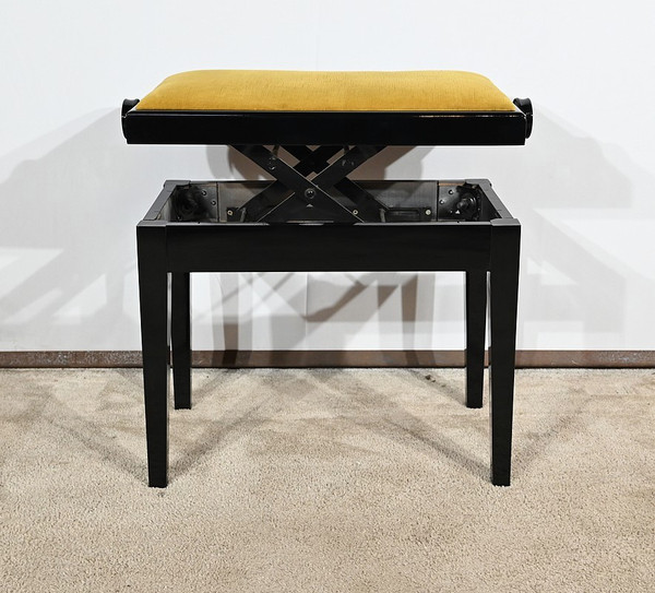 Banquette de Piano Réglable, en Bois laqué Noir – 1970