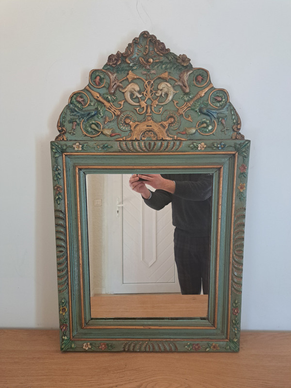 Fronton mirror , Painted wood , Italy , Late 18th/early 19th century.