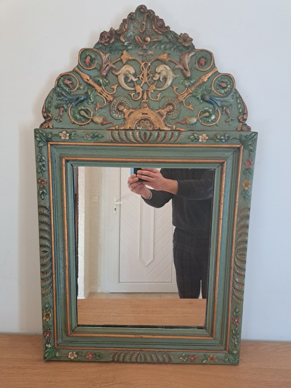 Fronton mirror , Painted wood , Italy , Late 18th/early 19th century.