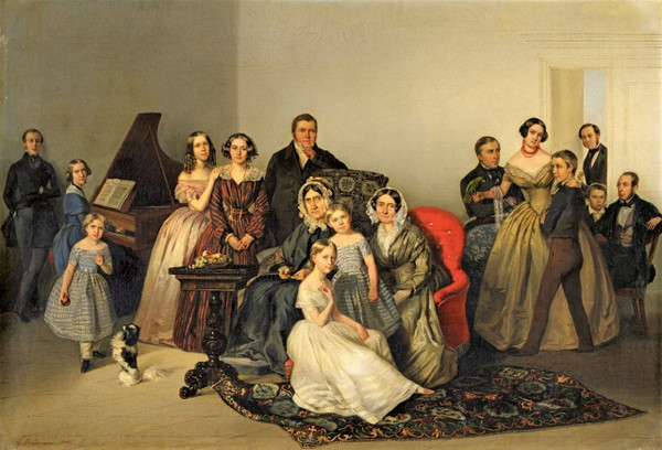 Portrait de la famille de Dutchess Adèle Ozarowska  Huile sur toile Georg von Bothmann (1810-1891) 