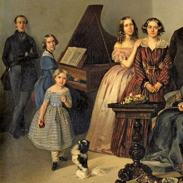 Portrait de la famille de Dutchess Adèle Ozarowska  Huile sur toile Georg von Bothmann (1810-1891) 