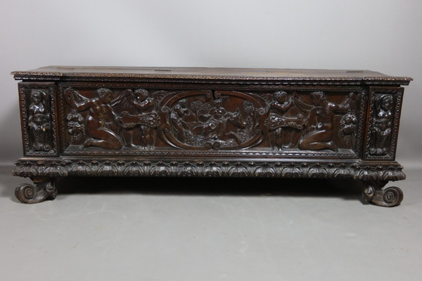 Cassone chest Italy XIX in walnut