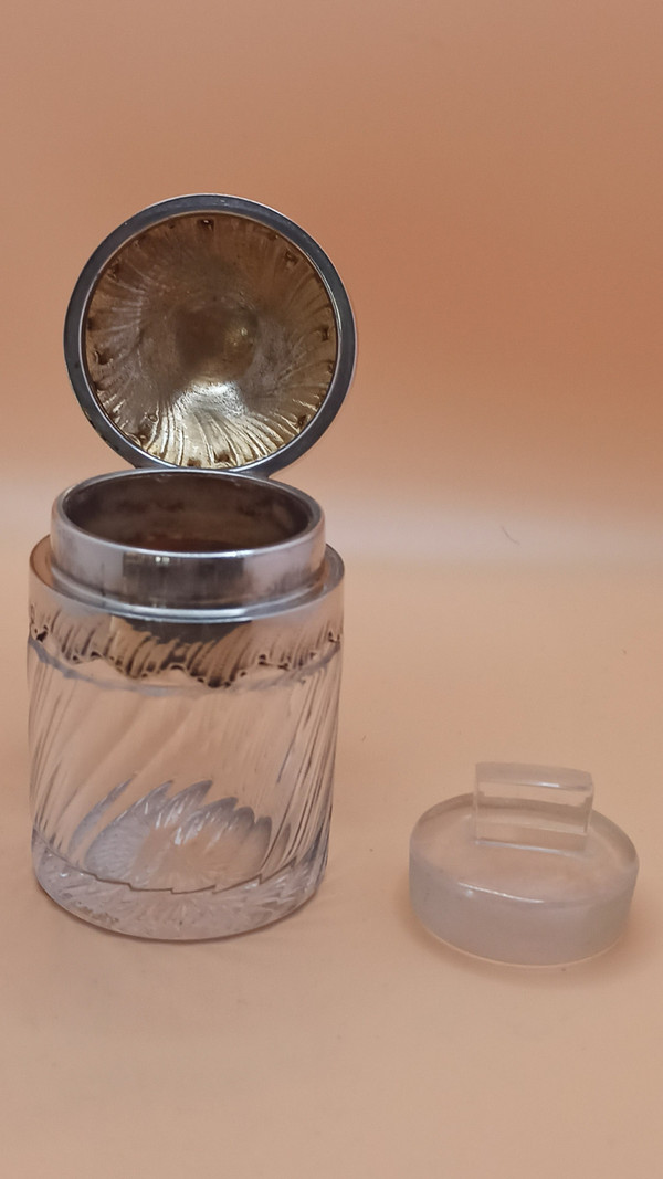 Small crystal and silver toilet flask