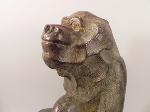 Akop GURDJAN (après)(1881-1948)Sitting Baboon Bronze 